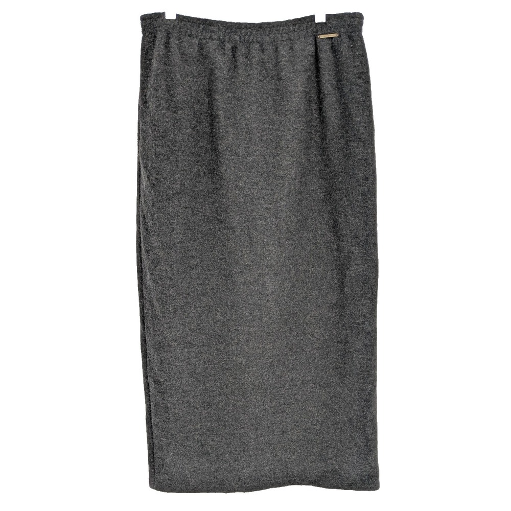 GEIGER Pure New Wool Skirt SZ 38 28-30" Stretchable Waist Black Vintage Academia